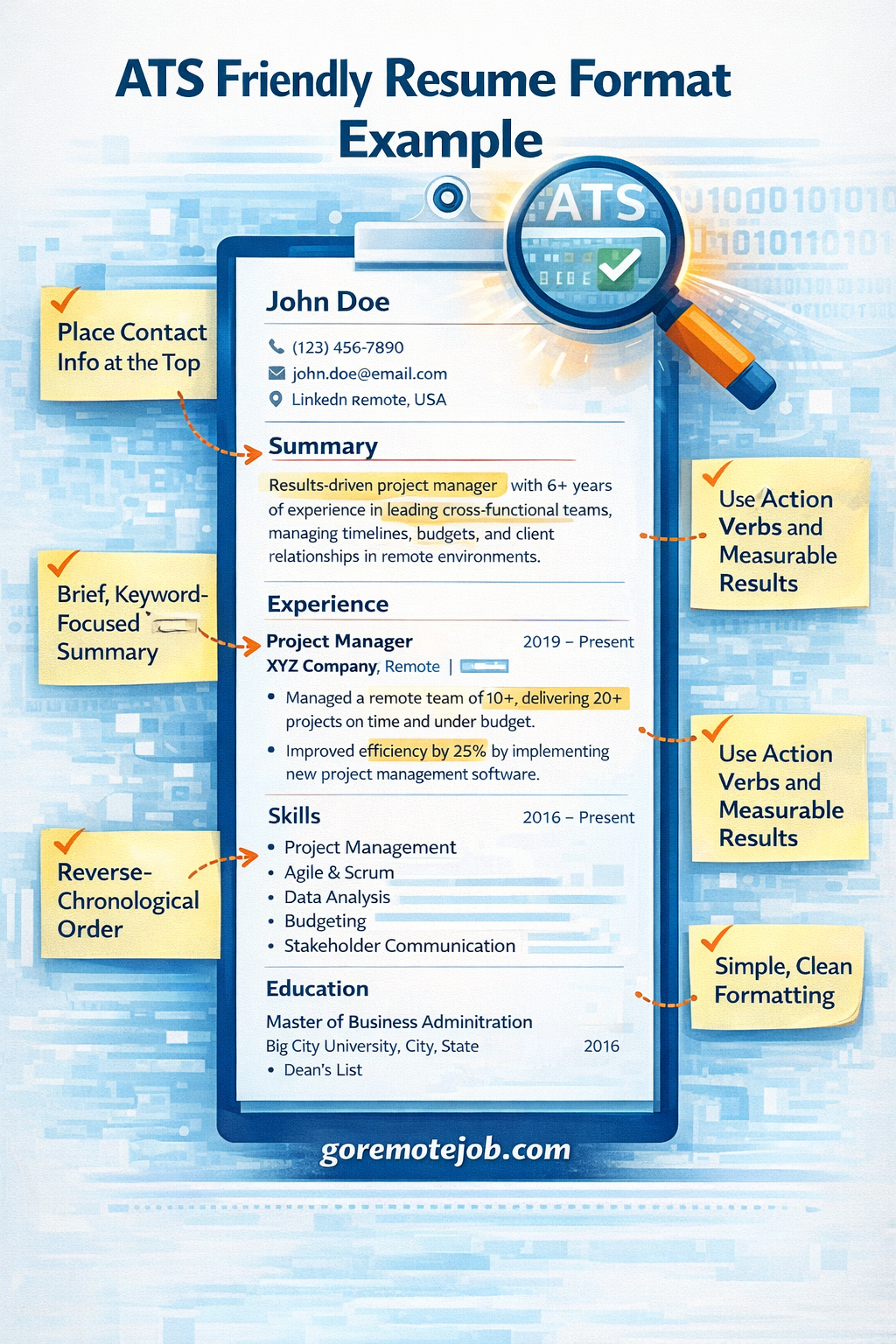 ATS friendly resume format example
