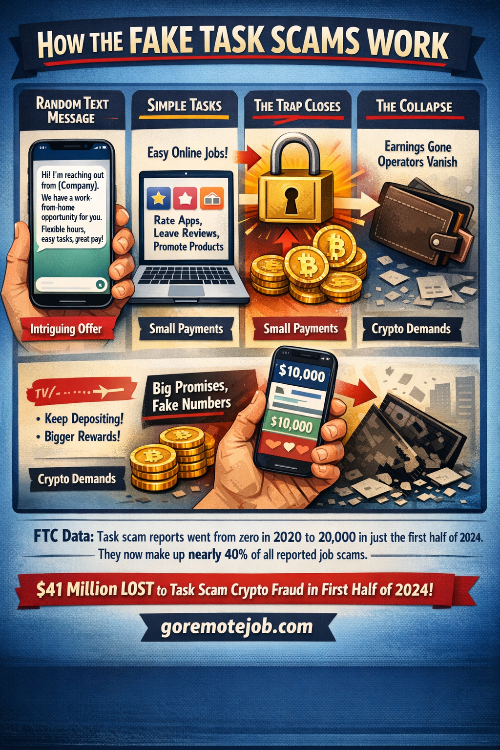 How task scams work step by step.